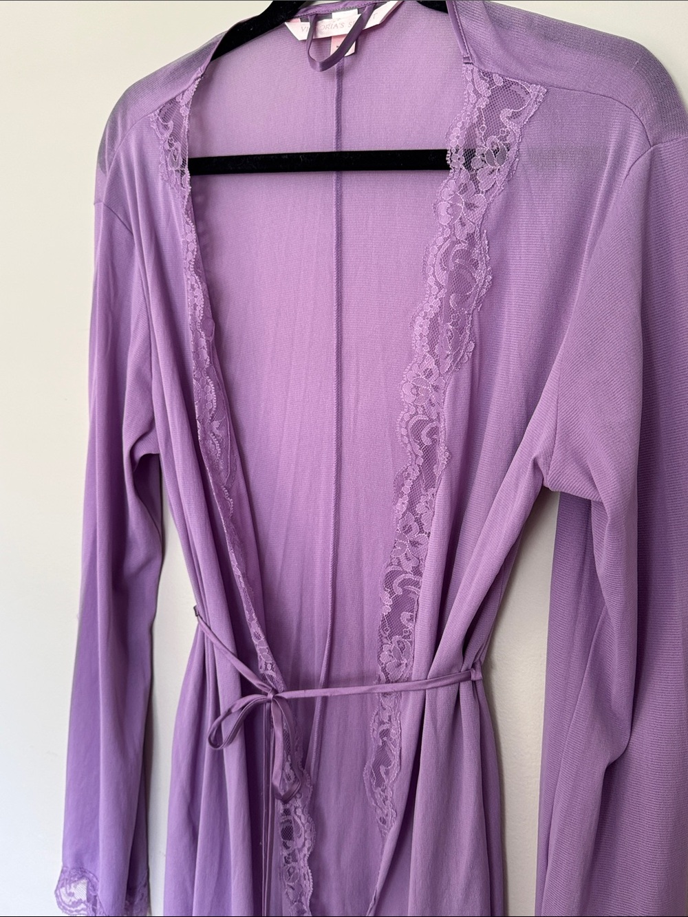 Victoria's Secret Lilac Lace-Trim Wrap Robe - Picture 3 of 4